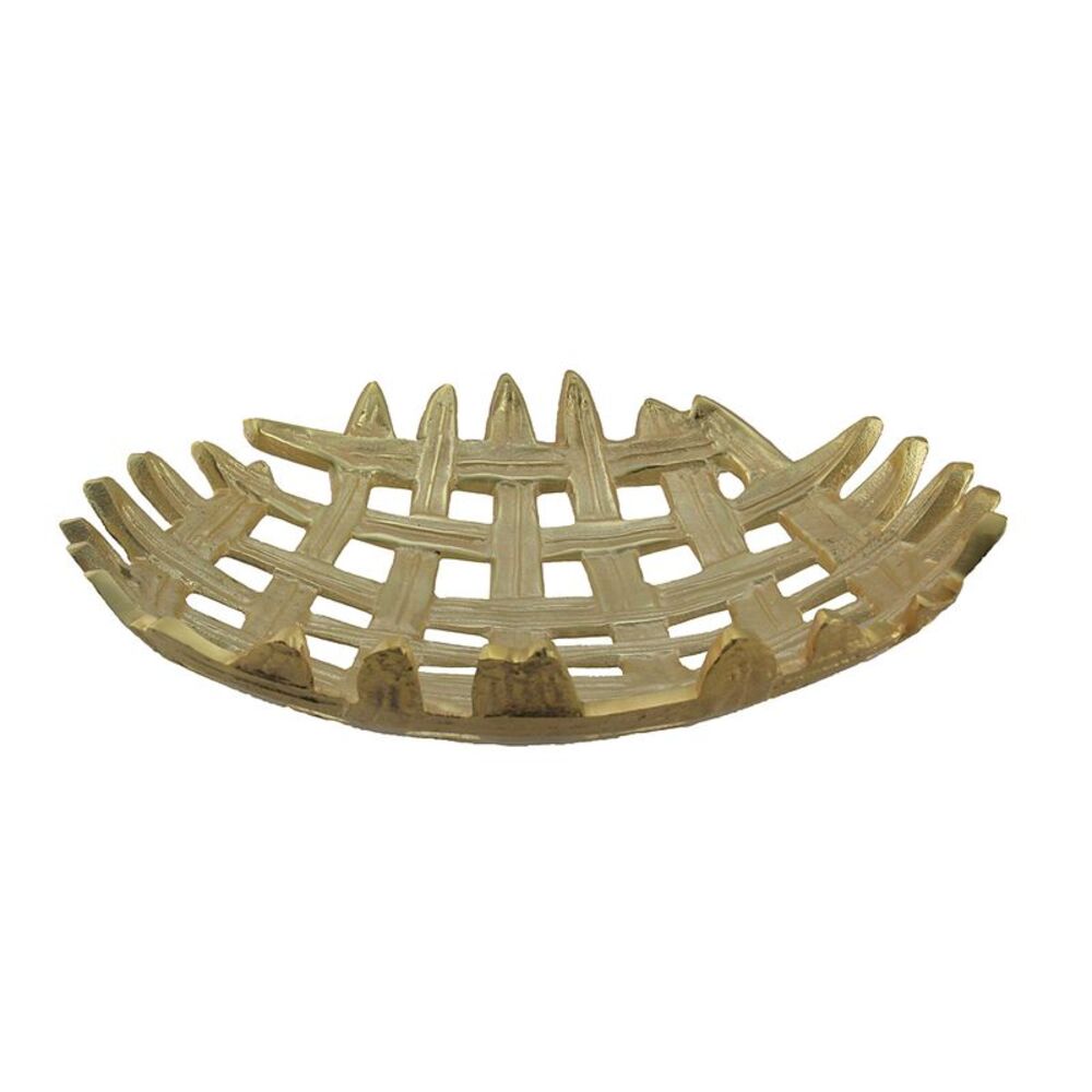 Metallic Finish 16 Inch Diameter Aluminum Lattice Weave Tray